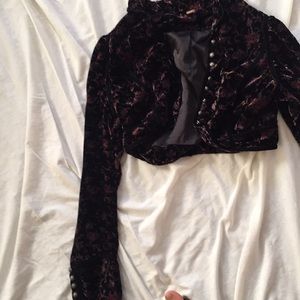 Free People Tops - Free people velvet cropped blouse Free People Tops - Free people velvet cropped blouse